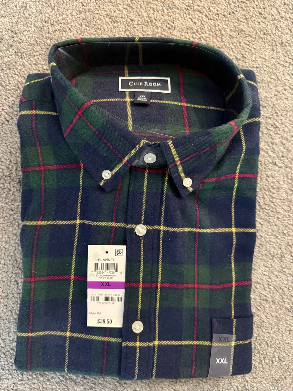 Club Room Men’s Long Sleeve Flannel Shirt XXL